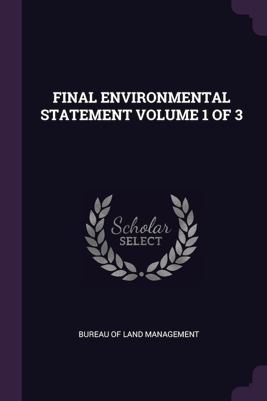 Couverture_FINAL ENVIRONMENTAL STATEMENT VOLUME 1 OF 3
