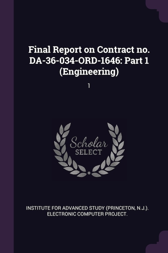 Front cover_Final Report on Contract no. DA-36-034-ORD-1646