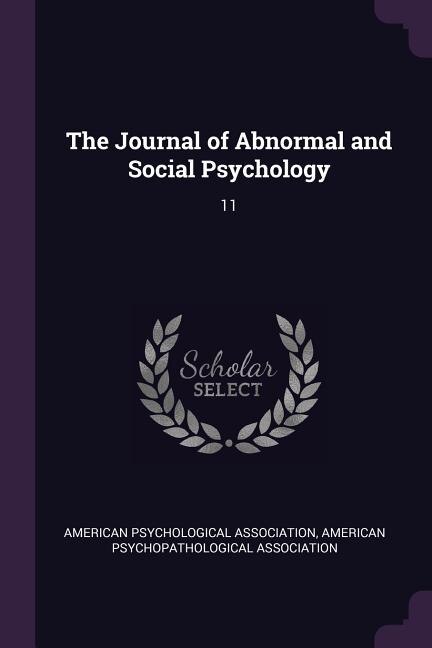 Front cover_The Journal of Abnormal and Social Psychology
