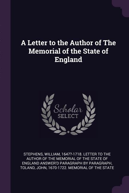 A Letter to the Author of The Memorial of the State of England