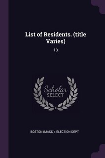 Front cover_List of Residents. (title Varies)