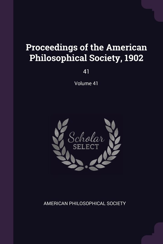 Couverture_Proceedings of the American Philosophical Society, 1902
