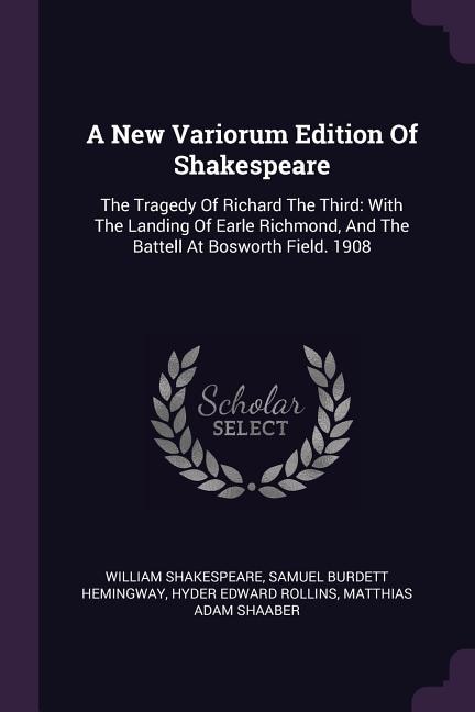 Front cover_A New Variorum Edition Of Shakespeare