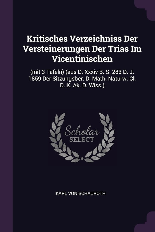 Front cover_Kritisches Verzeichniss Der Versteinerungen Der Trias Im Vicentinischen