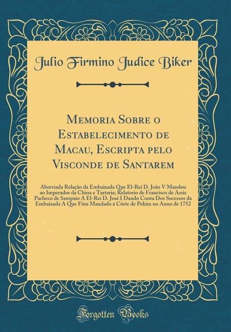 Front cover_Memoria Sobre o Estabelecimento de Macau, Escripta pelo Visconde de Santarem