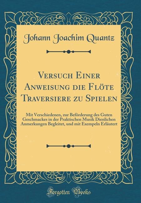 Front cover_Versuch Einer Anweisung die Flöte Traversiere zu Spielen
