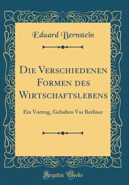 Front cover_Die Verschiedenen Formen des Wirtschaftslebens