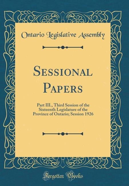 Couverture_Sessional Papers