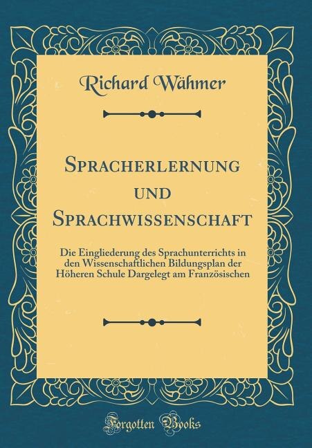 Front cover_Spracherlernung und Sprachwissenschaft