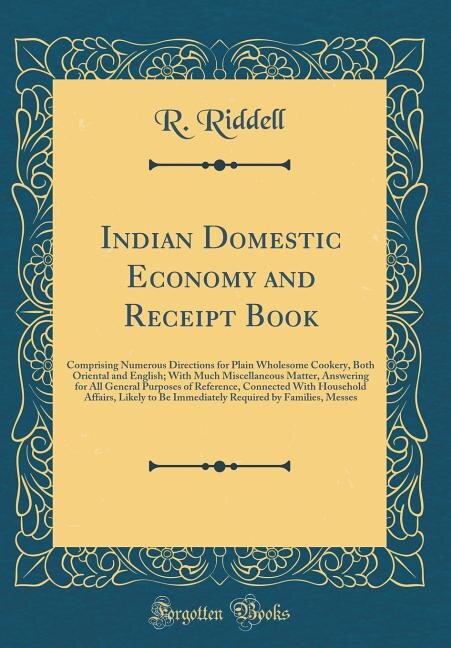 Couverture_Indian Domestic Economy and Receipt Book