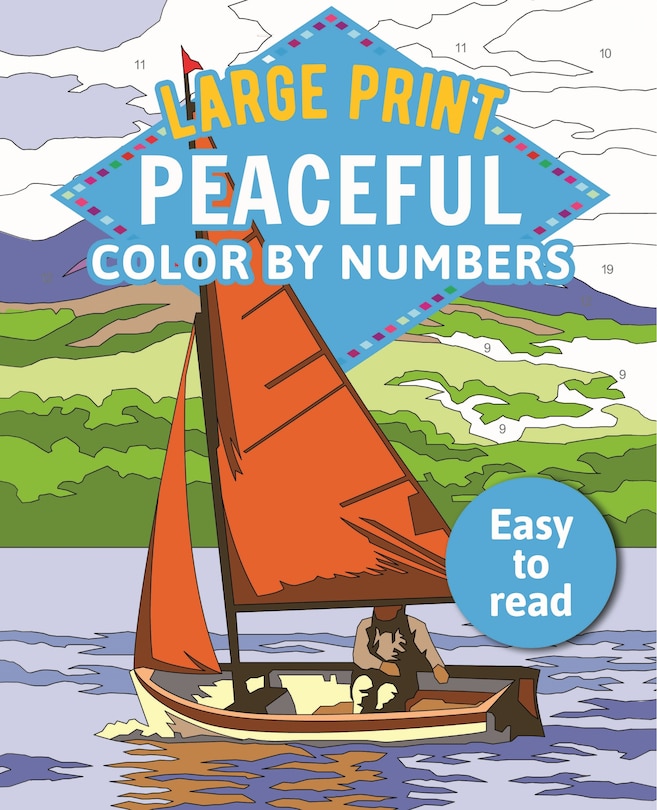 Front cover_Large Print Peaceful Color by Numbers