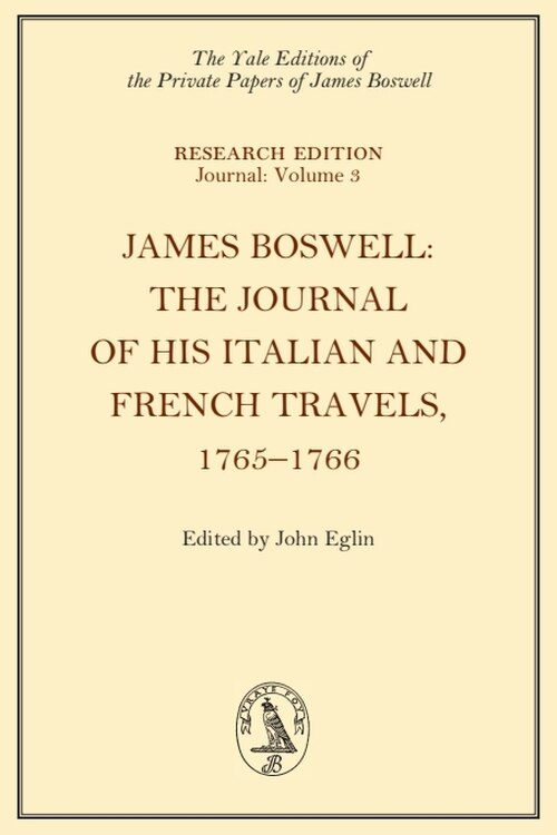 Couverture_James Boswell, The Journal of his Italian and French Travels, 1765–1766
