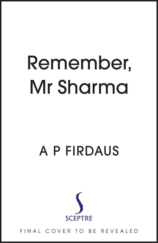 Front cover_Remember, Mr Sharma