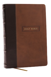 Front cover_KJV Holy Bible with Apocrypha and 73,000 Center-Column Cross References, Brown Leathersoft, Red Letter, Comfort Print (Thumb Indexed): King James Version