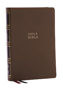 Couverture_NKJV, Compact Center-Column Reference Bible, Brown Leathersoft, Red Letter, Comfort Print