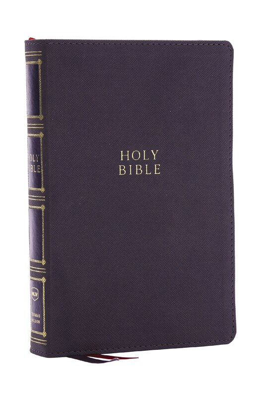 Couverture_NKJV, Compact Center-Column Reference Bible, Gray Leathersoft, Red Letter, Comfort Print