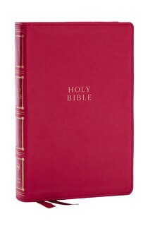 Couverture_NKJV, Compact Center-Column Reference Bible, Dark Rose Leathersoft, Red Letter, Comfort Print (Thumb Indexed)