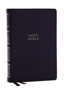Couverture_NKJV, Compact Center-Column Reference Bible, Black Genuine Leather, Red Letter, Comfort Print (Thumb Indexed)