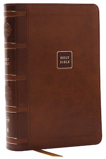 Front cover_NKJV Compact Paragraph-Style Bible w/ 43,000 Cross References, Brown Leathersoft, Red Letter, Comfort Print: Holy Bible, New King James Version