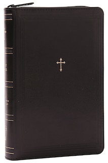 Front cover_NKJV Compact Paragraph-Style Bible w/ 43,000 Cross References, Black Leathersoft with zipper, Red Letter, Comfort Print: Holy Bible, New King James Version