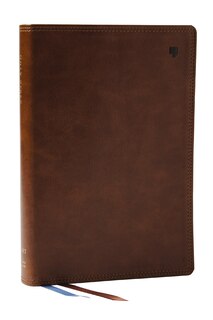 Couverture_NET Bible, Large Print Thinline with Cross References, Brown Leathersoft, Comfort Print, (Thumb Indexed)