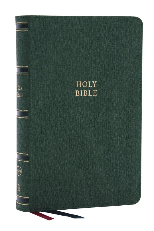 Couverture_NKJV, Single-Column Reference Bible, Verse-by-verse, Green Leathersoft, Red Letter, Comfort Print (Thumb Indexed)