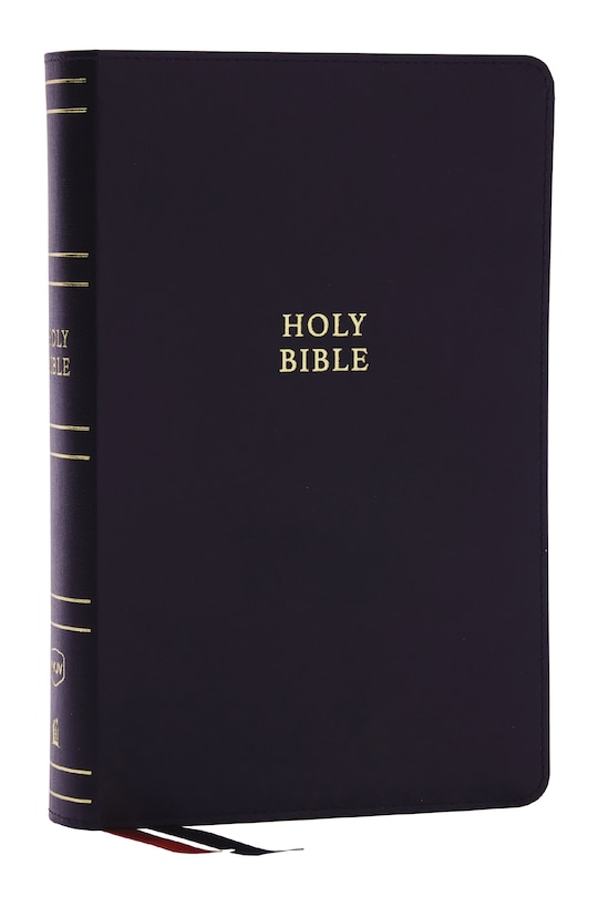Couverture_NKJV, Single-Column Reference Bible, Verse-by-verse, Black Bonded Leather, Red Letter, Comfort Print (Thumb Indexed)