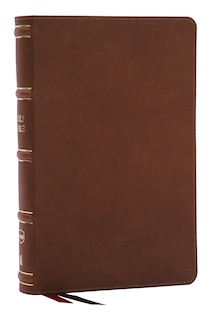 Front cover_NKJV, Single-Column Reference Bible, Verse-by-verse, Brown Genuine Leather, Red Letter, Comfort Print