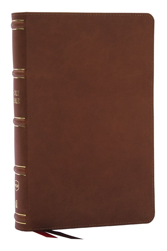 Front cover_NKJV, Single-Column Reference Bible, Verse-by-verse, Brown Genuine Leather, Red Letter, Comfort Print