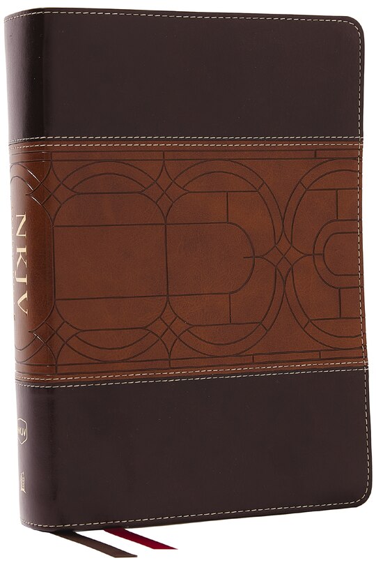 Front cover_NKJV Study Bible, Leathersoft, Brown, Full-Color, Thumb Indexed, Comfort Print