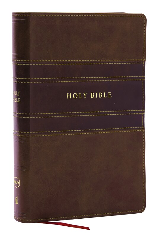 Couverture_NKJV Personal Size Large Print Bible with 43,000 Cross References, Brown Leathersoft, Red Letter, Comfort Print (Thumb Indexed)