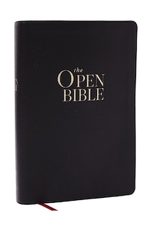 Front cover_The Open Bible: Read and Discover the Bible for Yourself (NKJV, Black Leathersoft, Red Letter, Comfort Print)