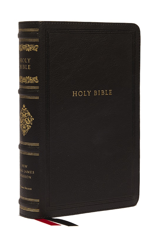 Front cover_NKJV Large Print Reference Bible, Black Leathersoft, Red Letter, Comfort Print, Thumb Indexed (Sovereign Collection)