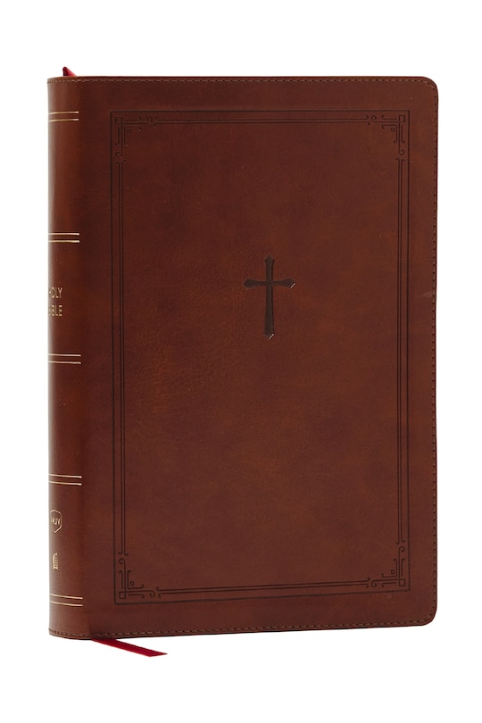 Front cover_NKJV Giant Print End-of-Verse Reference Bible, Brown Leathersoft, Red Letter, Comfort Print