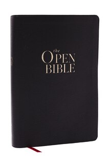 Front cover_The Open Bible: Read and Discover the Bible for Yourself (KJV, Black Leathersoft, Red Letter, Comfort Print, Thumb Indexed)