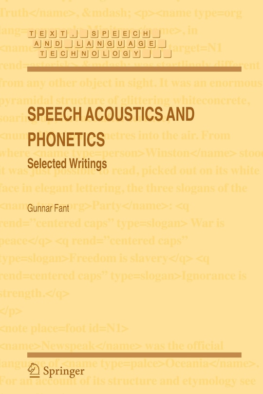 Front cover_Speech Acoustics And Phonetics