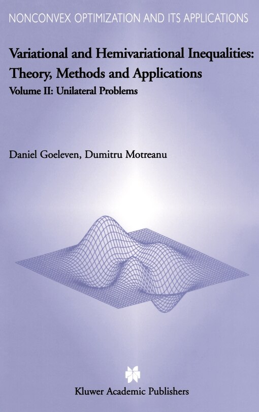 Front cover_Variational and Hemivariational Inequalities - Theory, Methods and Applications