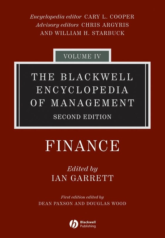 Front cover_The Blackwell Encyclopedia of Management, Finance