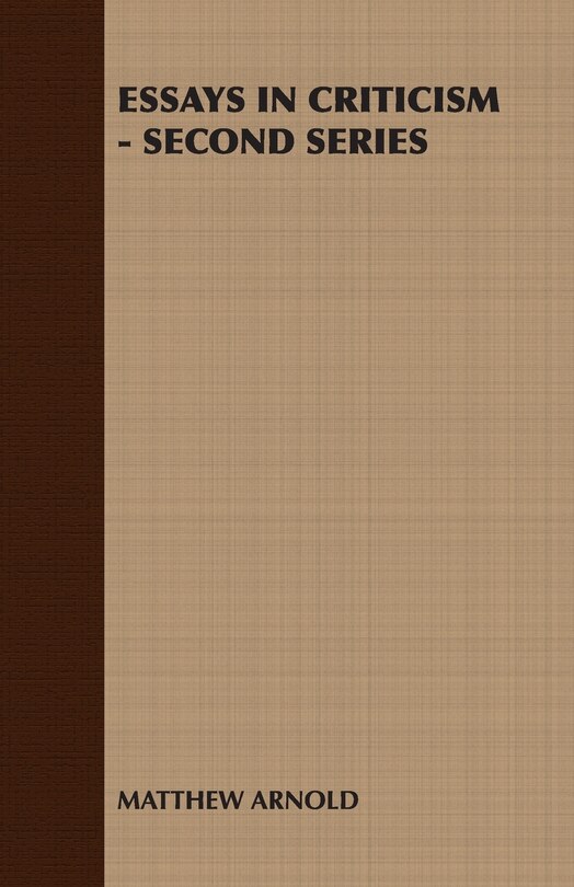 Couverture_Essays in Criticism - Second Series