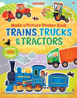 Couverture_Make A Picture Sticker Book Trains, Trucks And Tractors
