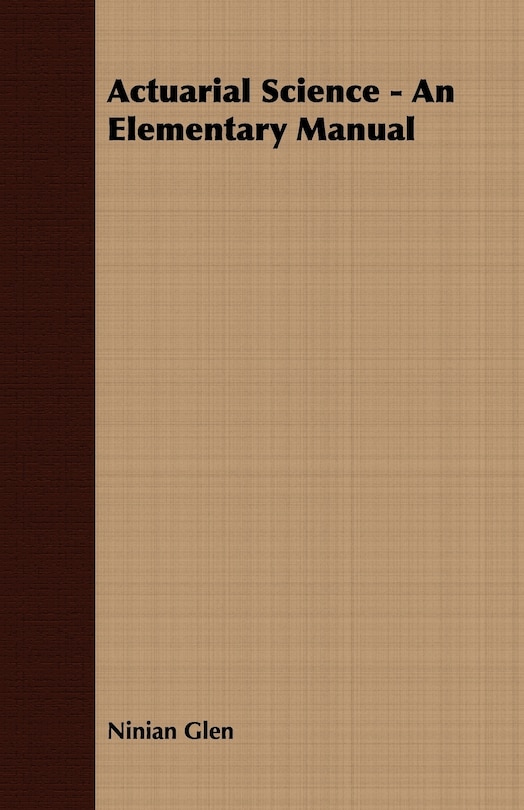 Couverture_Actuarial Science - An Elementary Manual
