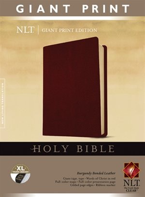 Holy Bible, Giant Print NLT: Bonded Leather - Burgundy