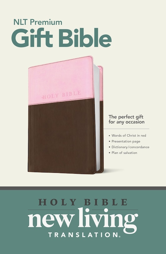 Couverture_Premium Gift Bible NLT, TuTone (LeatherLike, Pink/Dark Brown, Red Letter)