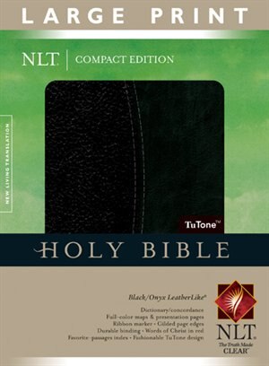 Compact Edition Bible Nlt, Large Print, Tutone (red Letter, Leatherlike, Black/onyx)