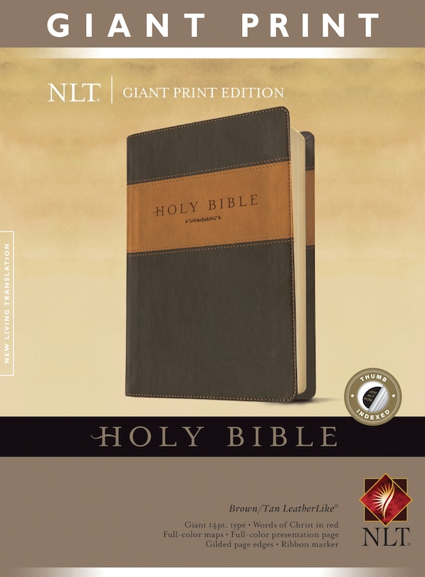 Couverture_Holy Bible, Giant Print NLT, TuTone (LeatherLike, Brown/Tan, Indexed, Red Letter)
