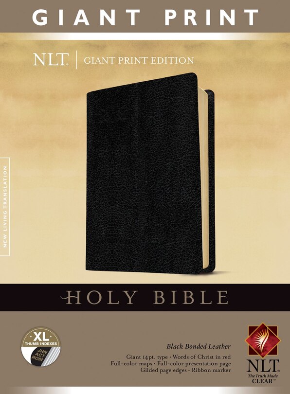 Front cover_Holy Bible, Giant Print NLT (Bonded Leather, Black, Indexed, Red Letter)