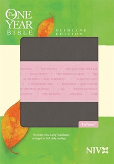 Couverture_The One Year Bible Niv, Slimline Edition, Tutone (leatherlike, Heather Gray/pink)