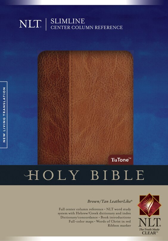 Couverture_Slimline Center Column Reference Bible NLT, TuTone (LeatherLike, Brown/Tan, Indexed, Red Letter)