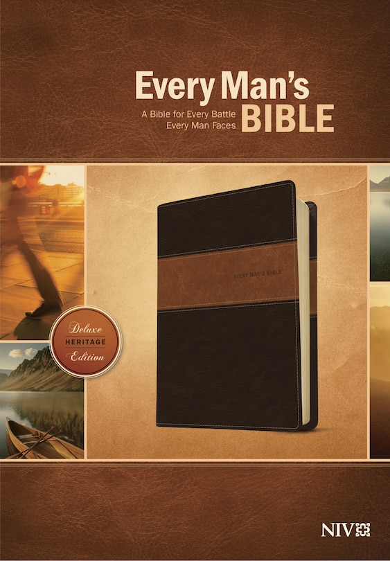 Couverture_Every Man's Bible Niv, Deluxe Heritage Edition, Tutone (leatherlike, Brown/tan)