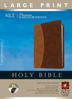Premium Slimline Reference Bible Nlt, Large Print, Tutone (red Letter, Leatherlike, Brown Gator/brown, Indexed)